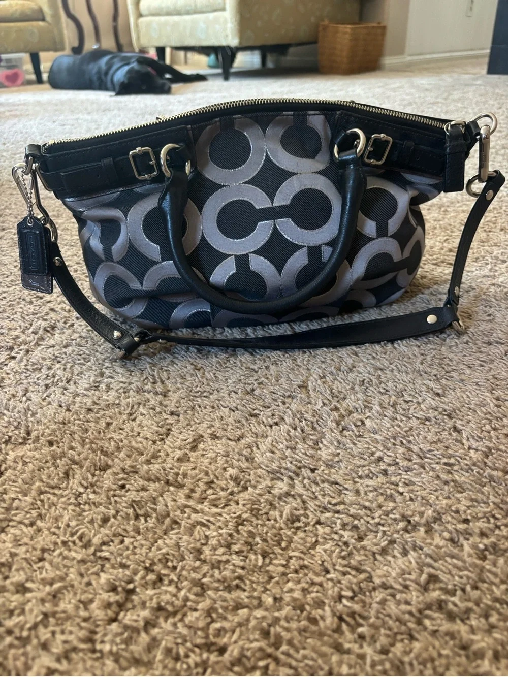 Coach Black & Gray Mini Signature Satchel